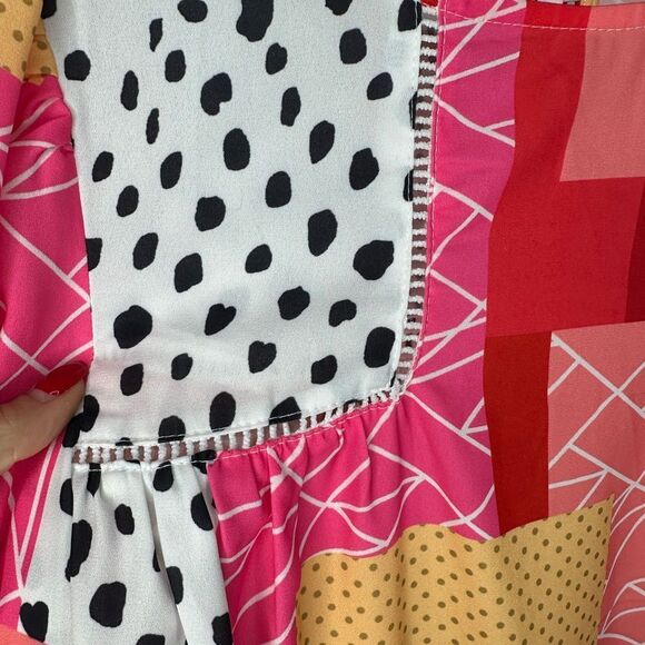 Red Patchwork Spotted Blouse - Picture 5 of 6